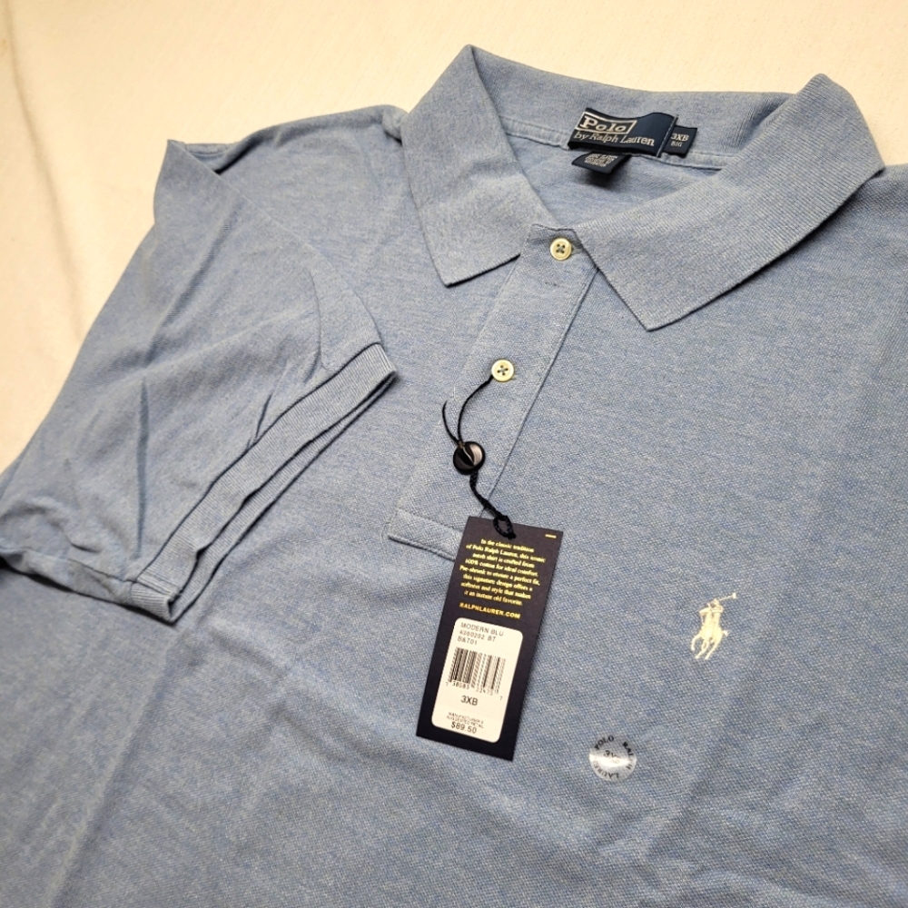 NEW Polo Ralph Lauren Polo Shirt Mens 3XB Blue Preppy School Logo Casual Classic